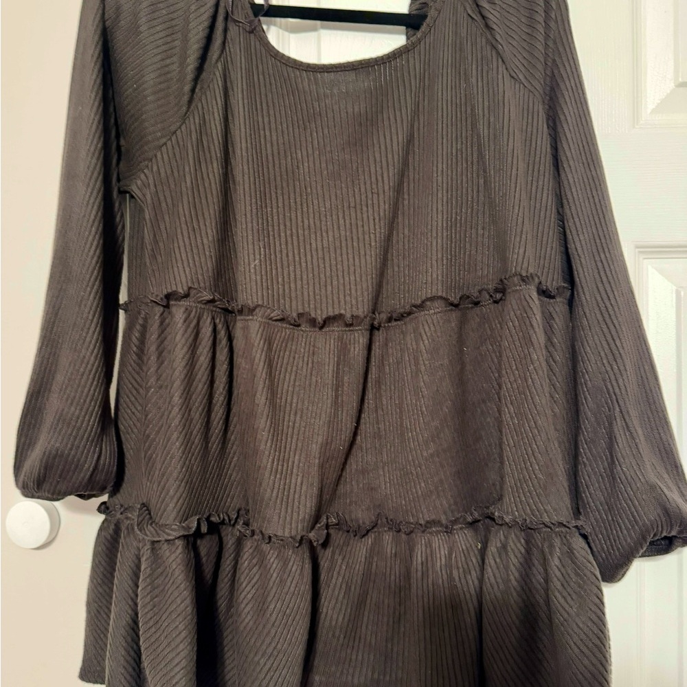Black Tiered Long Sleeve Top